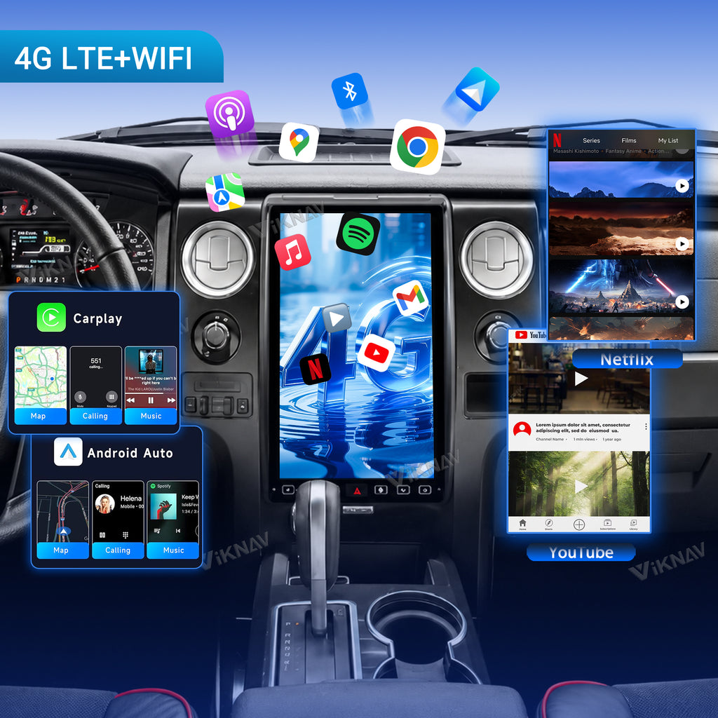 VIKNAV 14.4 Inch Android Car Radio For Ford F150 F250 F450 Raptor 2013-2014 Auto Stereo Screen Upgrade