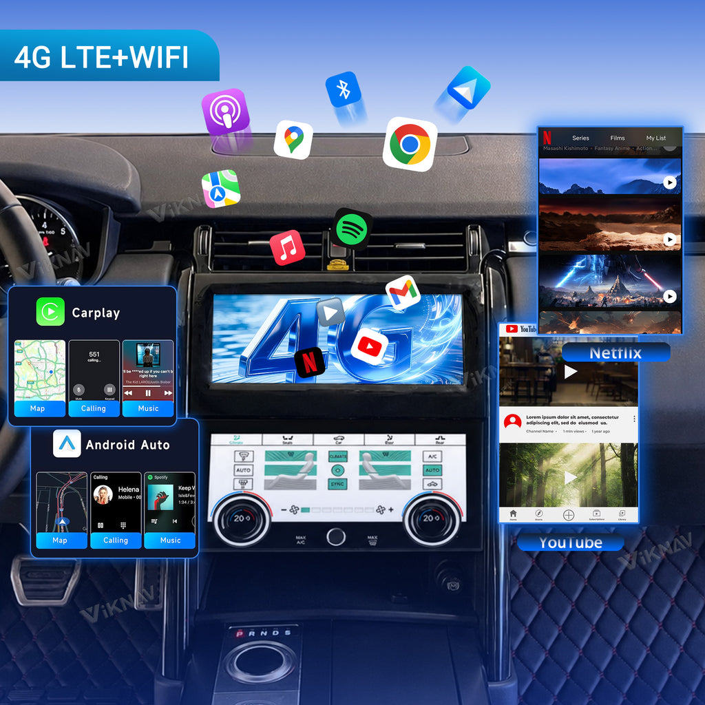 VIKNAV 10.25 Inch Android Car Radio And AC panel for Land Rover Range Rover Discovery 5 2017-2020 Auto Stereo Screen Upgrade Wireless Carplay GPS Navigation Multimedia Player