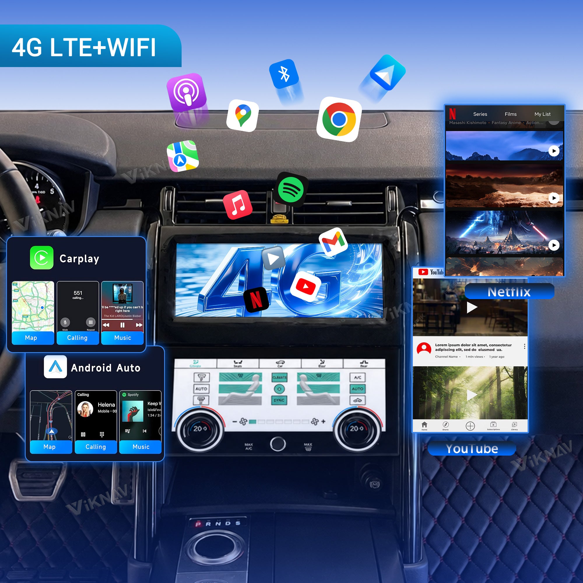 VIKNAV 10.25 Inch Android Car Radio And AC panel for Land Rover Range Rover Discovery 5 2017-2020 Auto Stereo Screen Upgrade Wireless Carplay GPS Navigation Multimedia Player