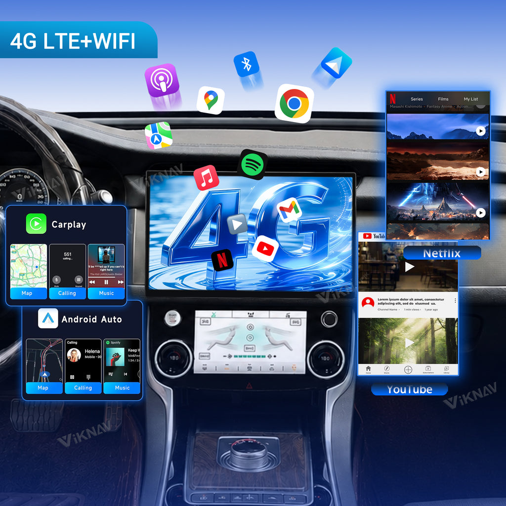 VIKNAV 13 Inch Android Car Radio AC Panel For Jaguar XF XFL 2016-2019 Auto Stereo Screen Upgrade Wireless Carplay GPS Navigation Multimedia Player