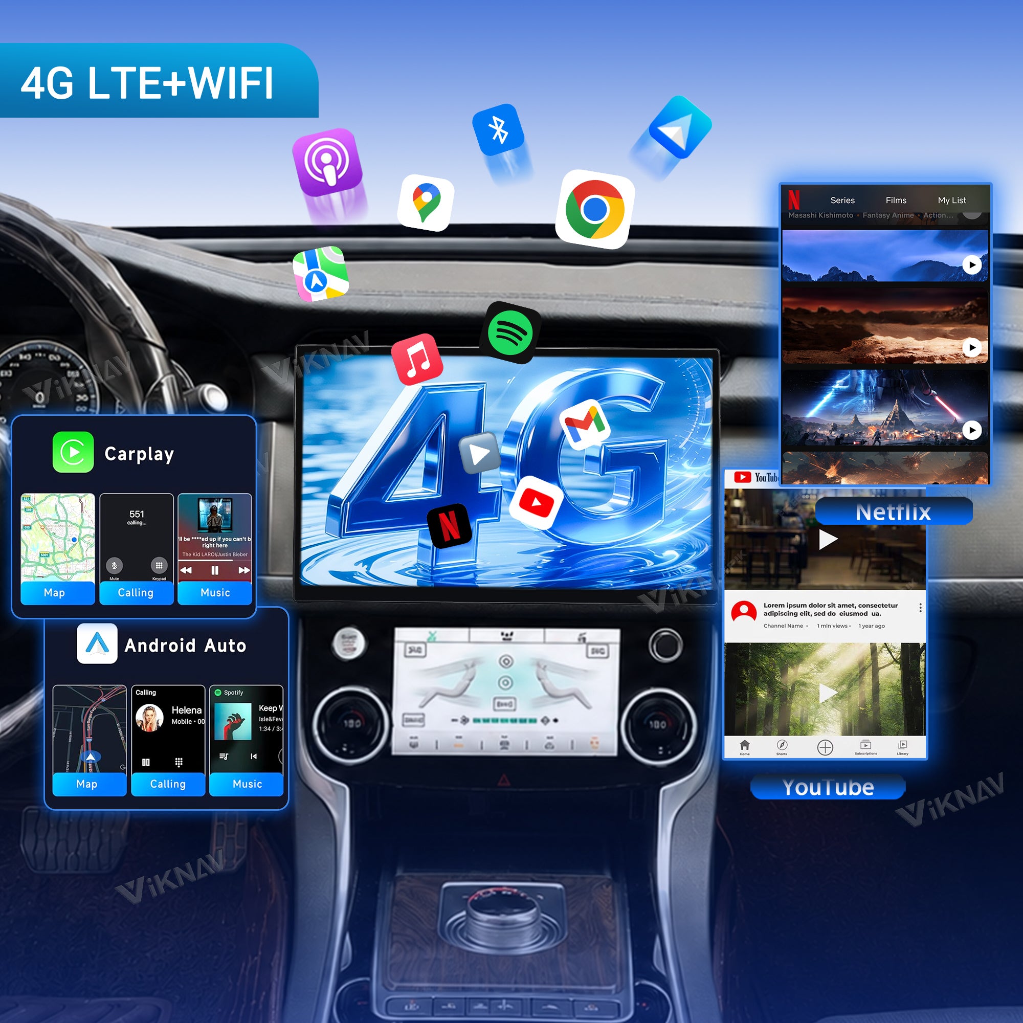 VIKNAV 13 Inch Android Car Radio AC Panel For Jaguar XF XFL 2016-2019 Auto Stereo Screen Upgrade Wireless Carplay GPS Navigation Multimedia Player
