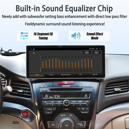 Viknav Android Car Stereo For Honda Acura ILX 2013-2021 Car Radio with 12.3-inch screen Wireless Carplay Android Auto GPS Navigation Multimedia Player