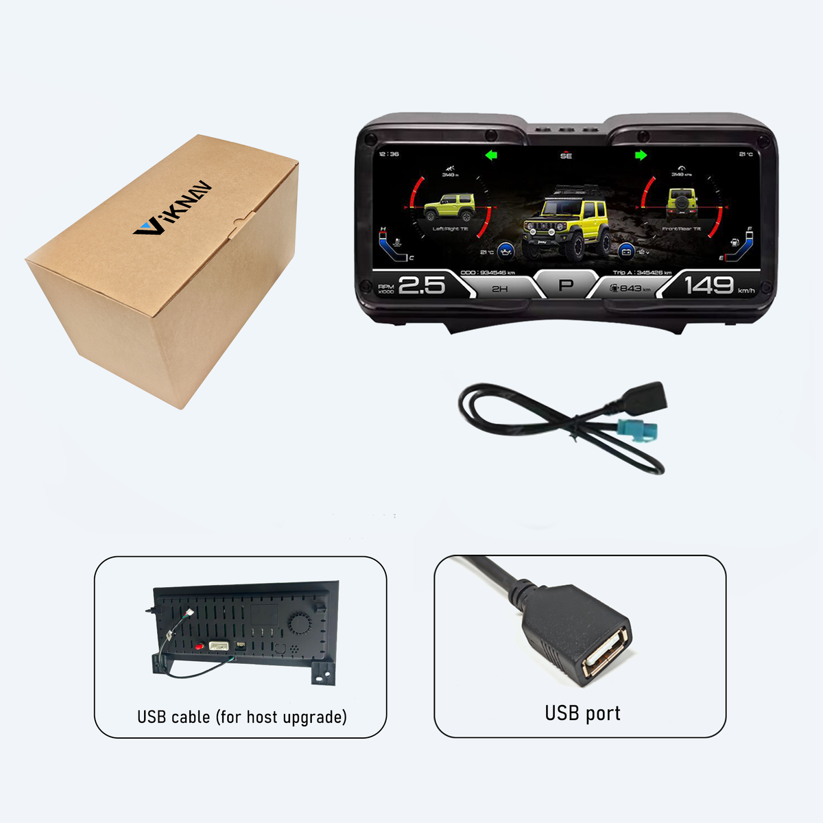 Viknav 12.3 Inch Digital Cluster Dashboard For Suzuki Jimny JB64 JB74 2019 2020 2021 2022 2023 2024 2025  LCD Digital Instrument Full Screen Upgrade Speedometer Panel Gauges Replacement Cockpit