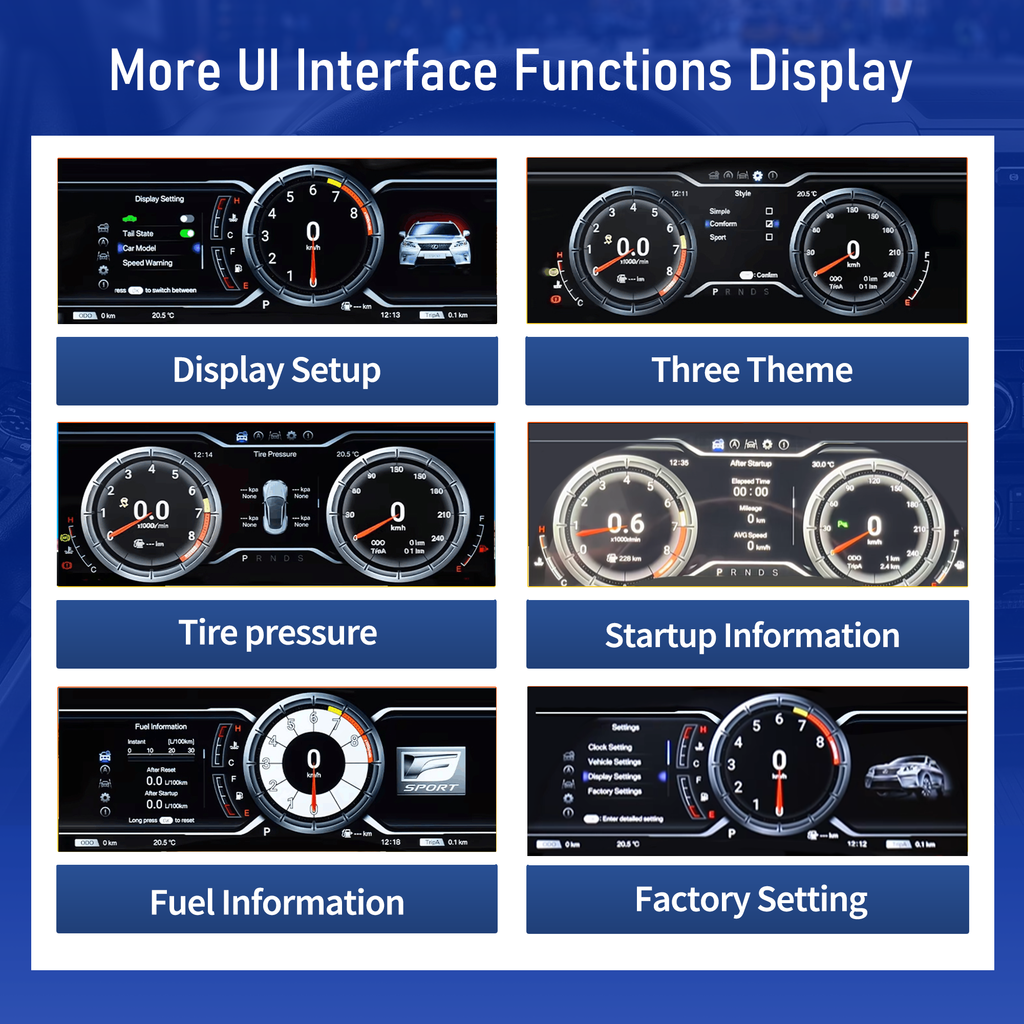 Viknav 13 inch Digital Gauge Cluster for Lexus RX 2009-2015 LCD Car Digital Speedometer Dashboard Panel