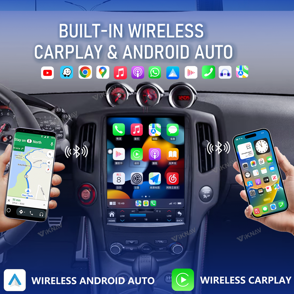 VIKNAV 12.1 Inch Android Car Radio for Nissan 370Z 2008-2018 Auto Stereo Screen Upgrade Wireless Carplay GPS Navigation Multimedia Player LHD and RHD Head Unit