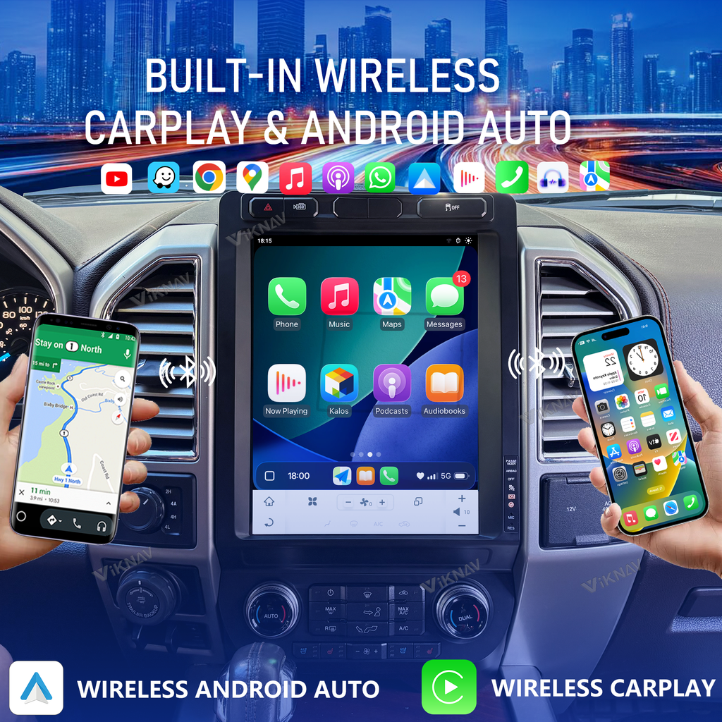 VIKNAV 12.1 Inch Android Car Radio For Ford F150 2015-2022 F250 F350 F450 2017-2022 Auto Stereo Screen Upgrade Wireless Carplay GPS Navigation Multimedia Player