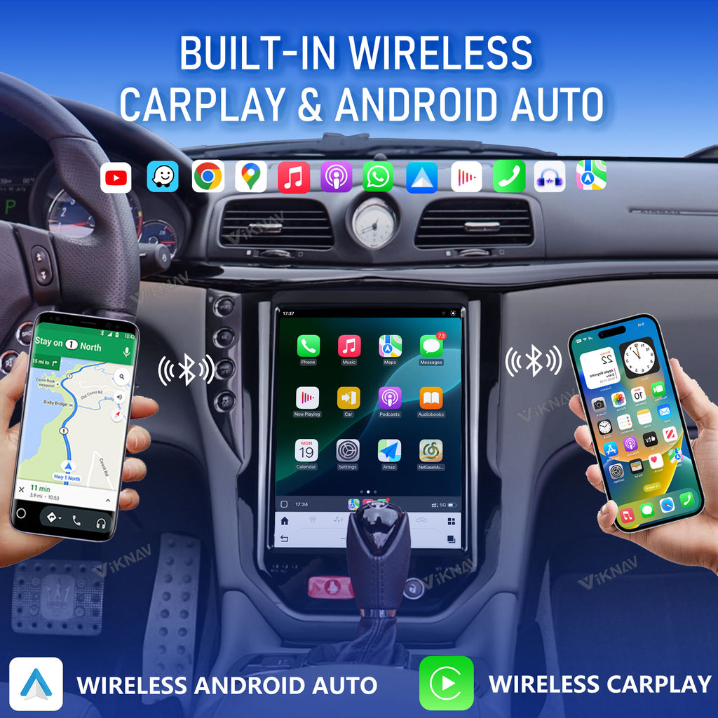 VIKNAV 10.5 Inch Android Car Radio For Maserati GT GranTurismo 2007-2017 Auto Stereo Infotainment System Screen Upgrade (128GB)