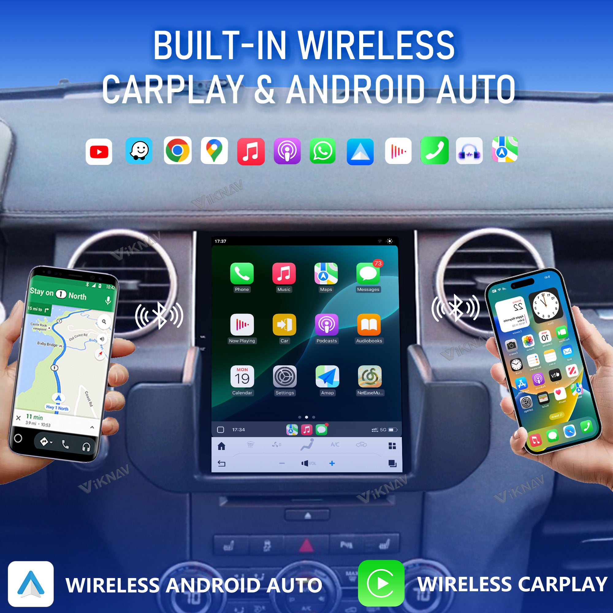 VIKNAV 10.4 Inch Android Car Radio For Land Rover Discovery 4 LR4 2009-2016 Auto Stereo Infotainment System Screen Upgrade (128GB)