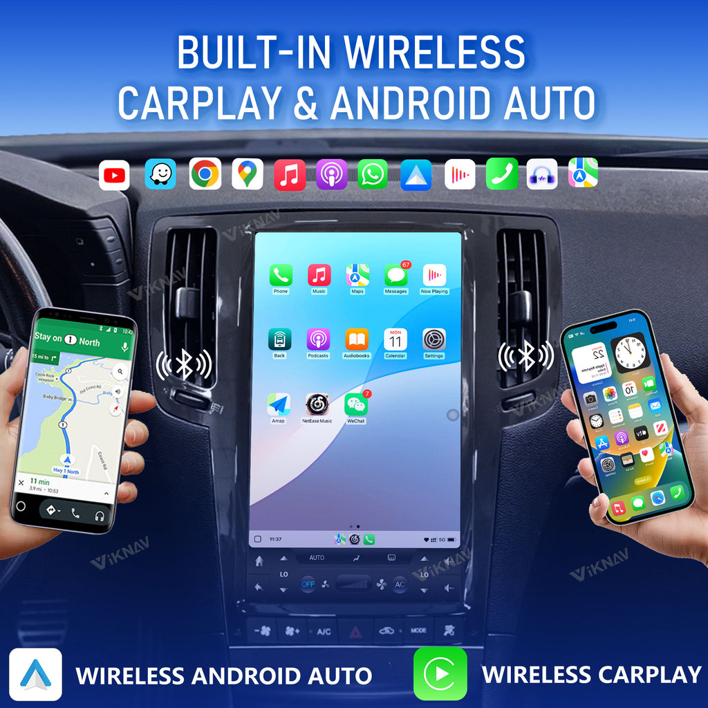 VIKNAV 13.6 Inch Android Car Radio for Infiniti G25 G37 G35 Q40 Q60 2007-2015 Auto Stereo Screen Upgrade Wireless Carplay GPS Navigation Multimedia Player Head Unit