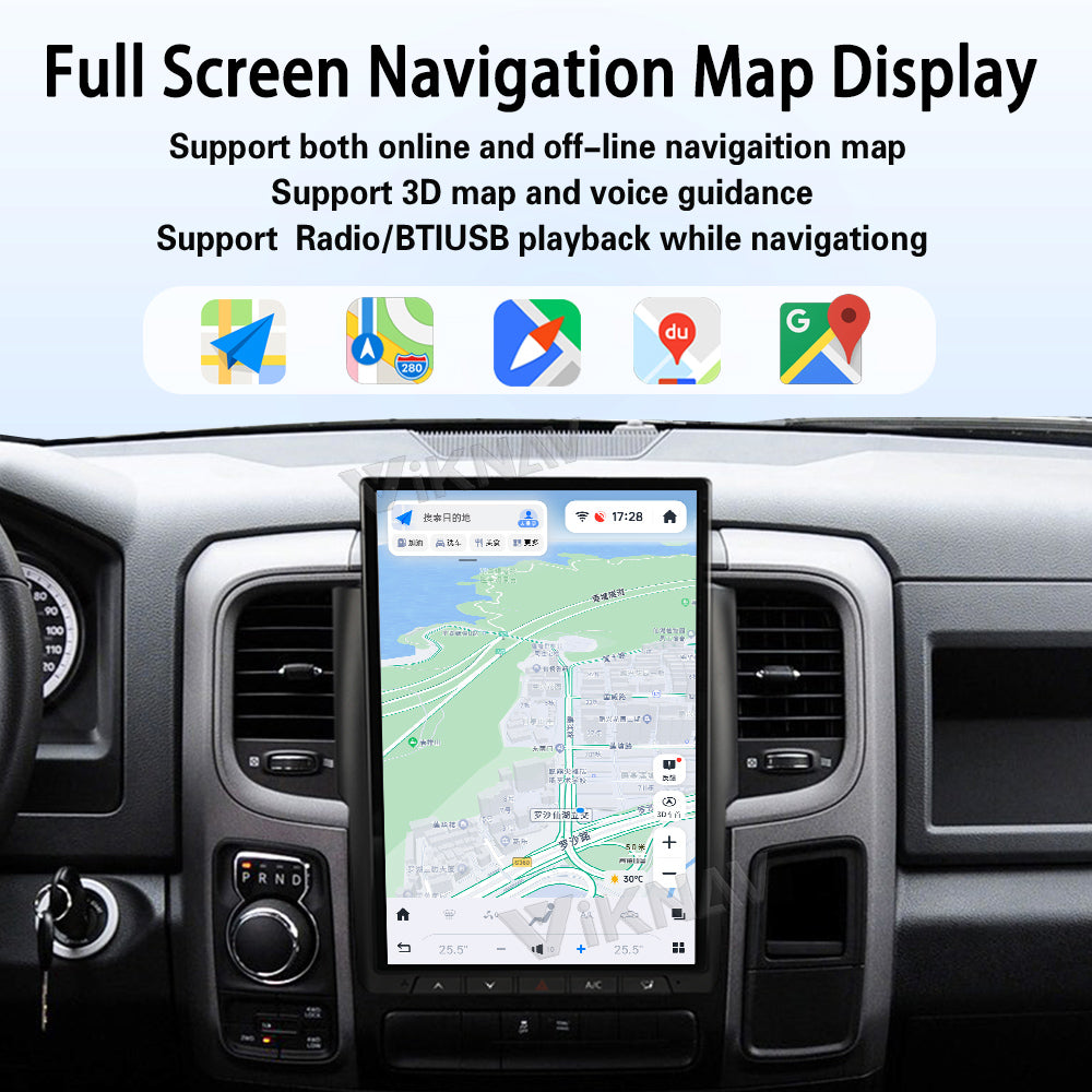 Viknav 14.4 inch Touch Screen Android Car Radio For Dodge RAM 2013- 2018 Wireless Carplay GPS Navigation With 13.1 Inch Car Speedometer