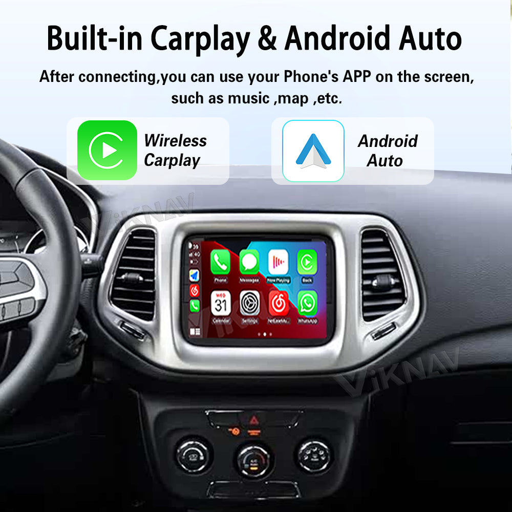 Viknav Linux System Wireless Carplay Android Auto Decoder Box for Jeep Compass 2017-2019 Upgrade Interface Autolink Airplay Decoding Box