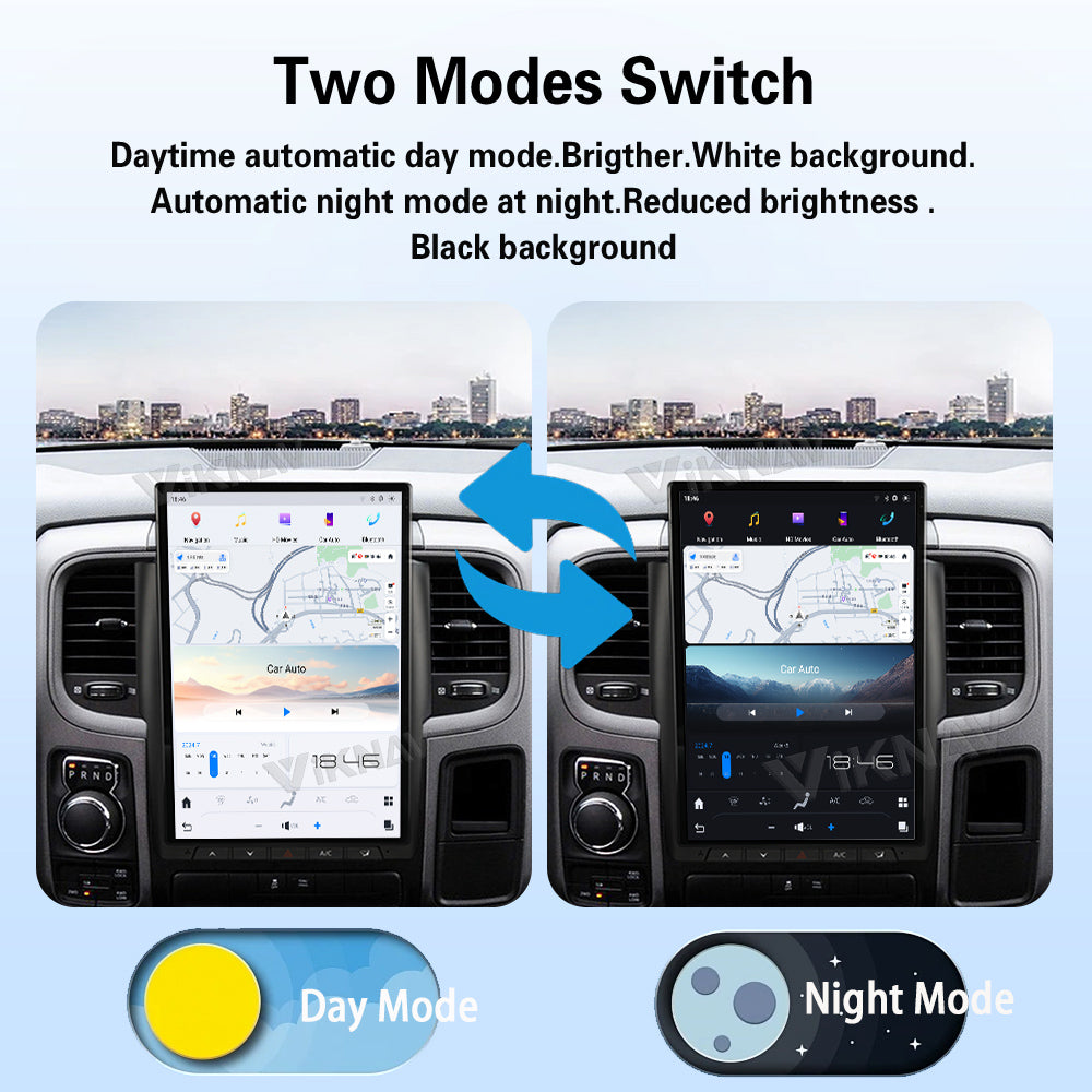 Viknav 14.4 inch Touch Screen Android Car Radio For Dodge RAM 2013- 2018 Wireless Carplay GPS Navigation With 13.1 Inch Car Speedometer