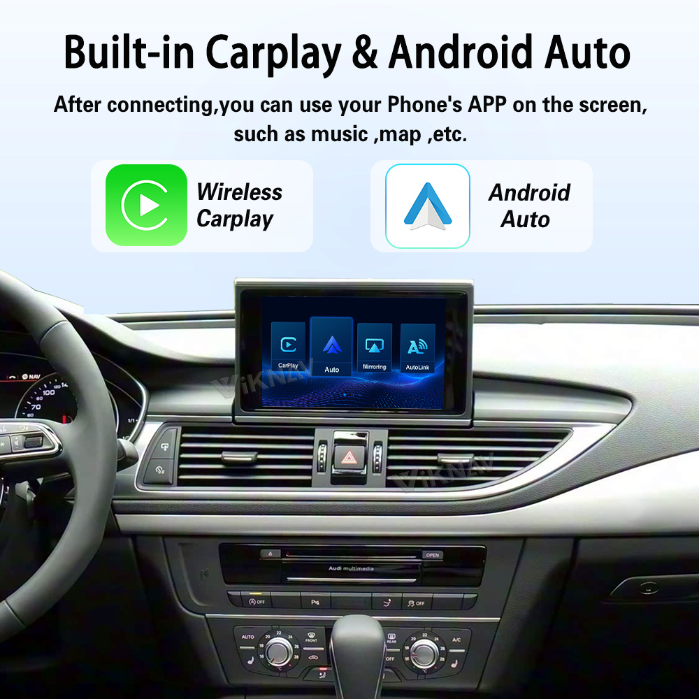 Viknav Linux System Decoder Box for AUDI A6 A7 2009-2018 Upgrade Interface Wireless Carplay Android Auto Decoding Box Autolink Airplay