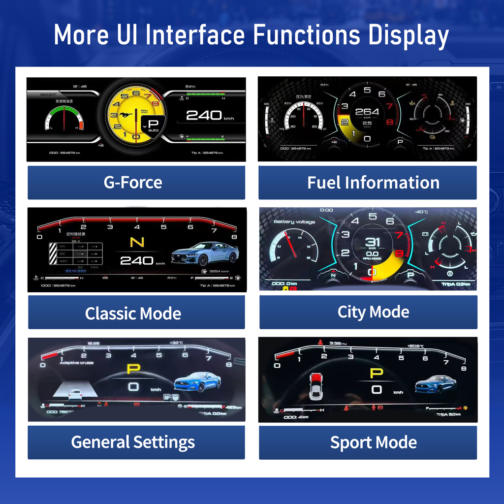 Viknav 15.8 inch Digital Gauge Cluster for Ford Mustang 2015-2023 LCD Car Digital Speedometer Dashboard Panel