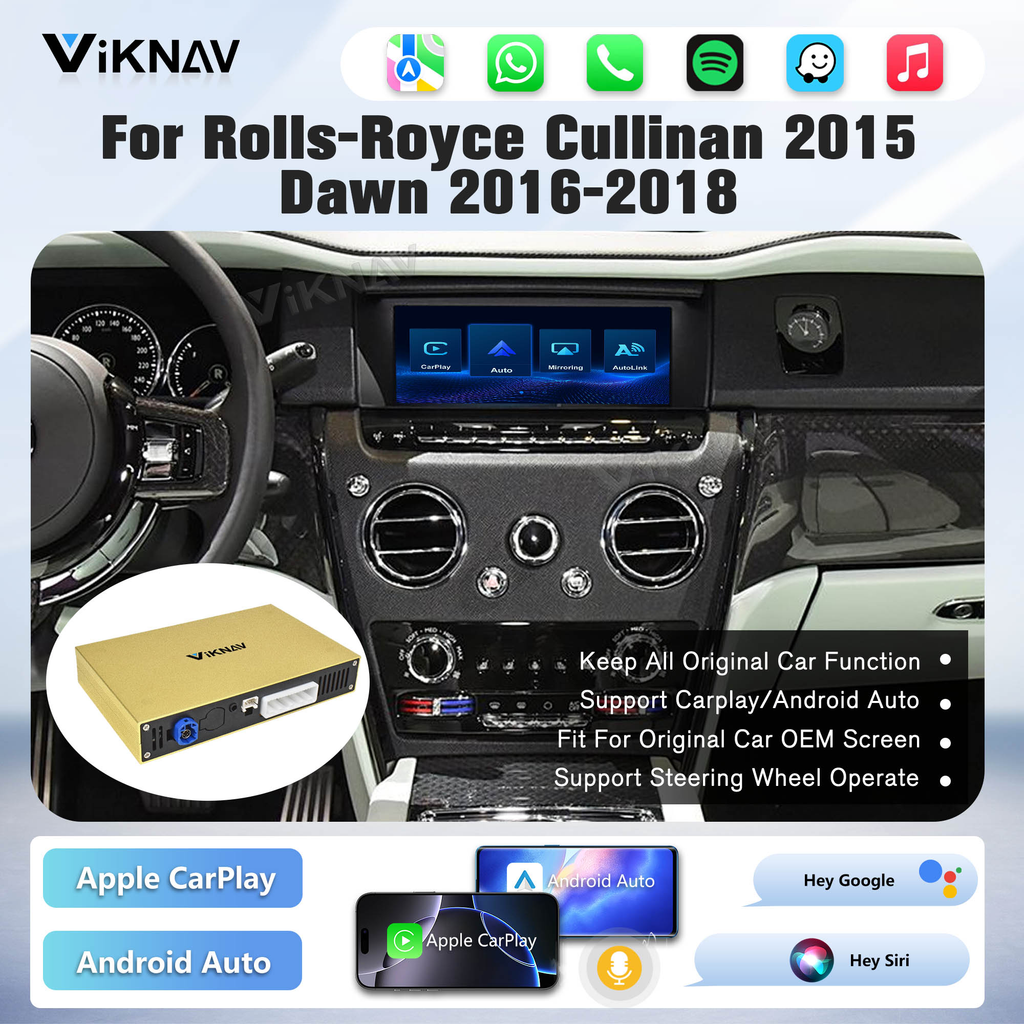 Viknav Linux System Decoder Box for Rolls-Royce Cullinan 2015 Dawn 2016-2018 Upgrade Interface Wireless Carplay Android Auto Decoding Box Autolink Airplay