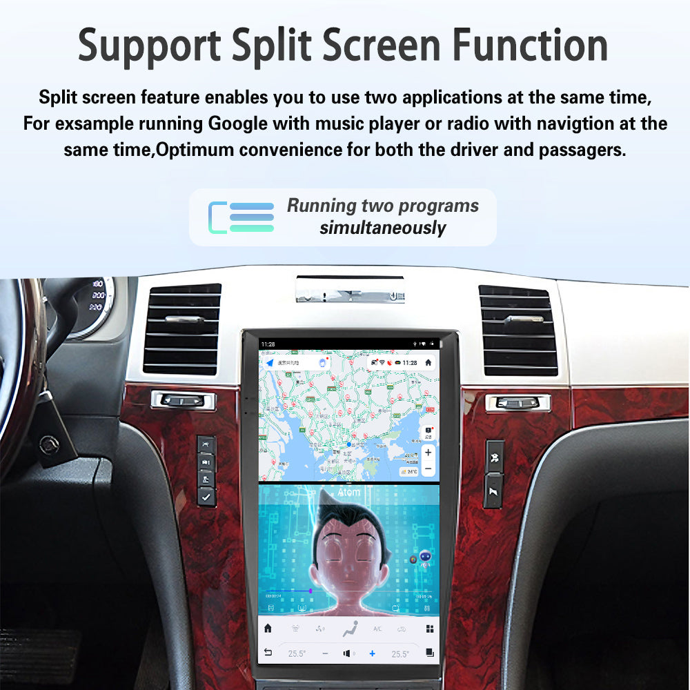 Viknav 13.6 inch Touch Screen Android Car Radio For Cadillac Escalade 2008-2012 Wireless Carplay GPS Navigation With 15 Inch Car Speedometer