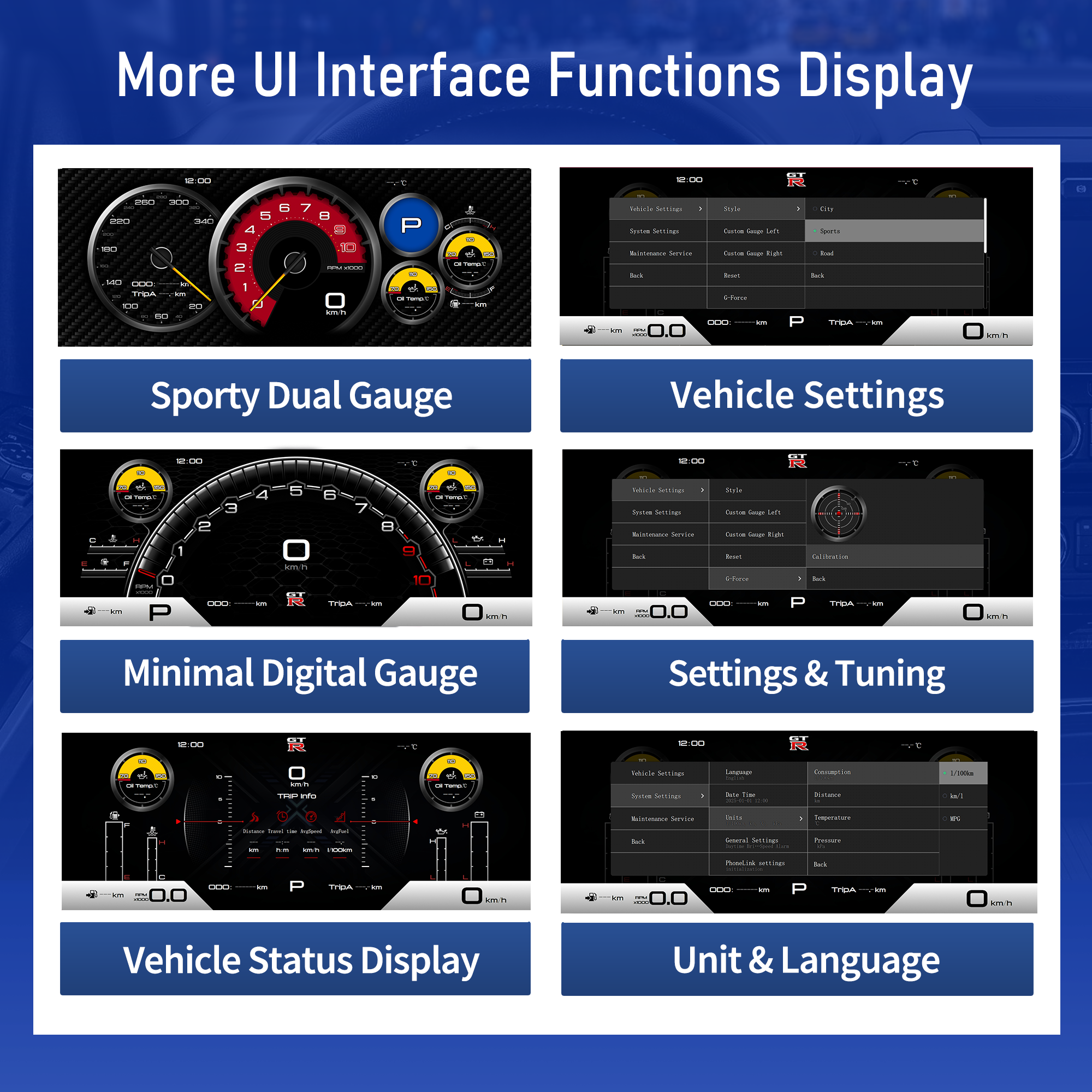 Viknav 12.3inch For Nissan GTR 2008-2015 LCD Digital Cluster Dashboard Panel Speedometer Screen Virtual Instrument Cluster Virtual Cockpit