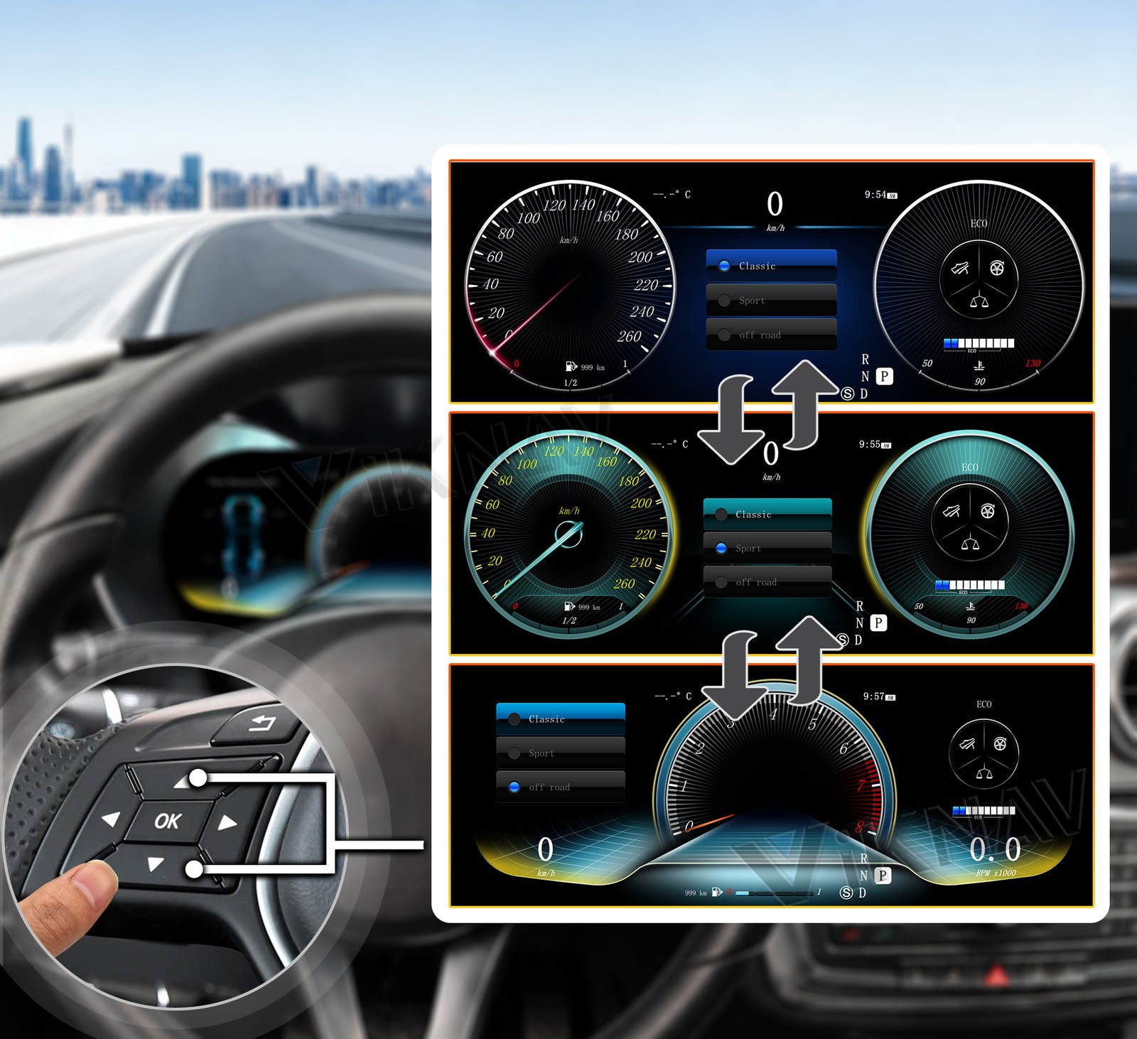 One-Touch Switch to Professional Off-Road View