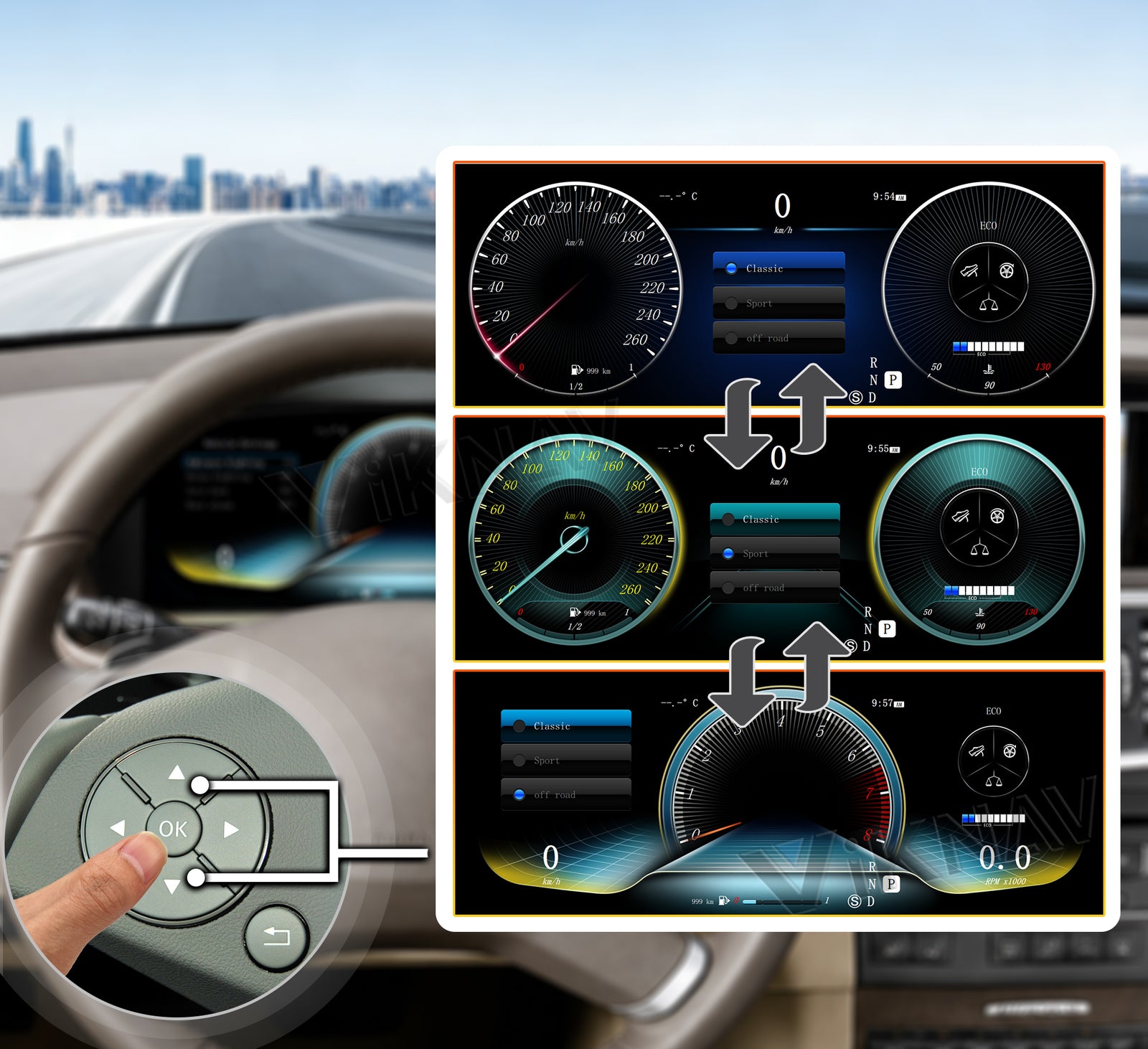 One-Touch Switch to Professional Off-Road View