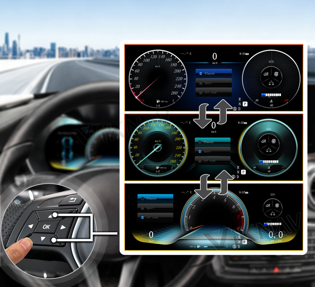 Viknav 12.3 Inch Digital Cluster Dashboard For Mercedes Benz GLA/CLA 2015-2018 LCD Digital Instrument Full Screen Upgrade Speedometer Panel Gauges Replacement Cockpit