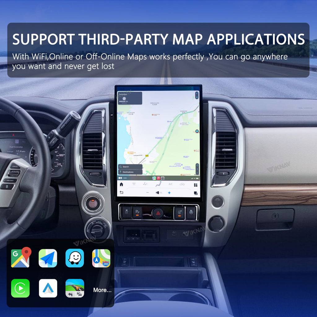 Viknav 15.6" Touch Screen Car Radio For Nissan Titan ( 2020 2021 2022 2023 2024 2025 ) Multimedia Player Android Auto GPS Navigation Wireless Carplay (128GB)