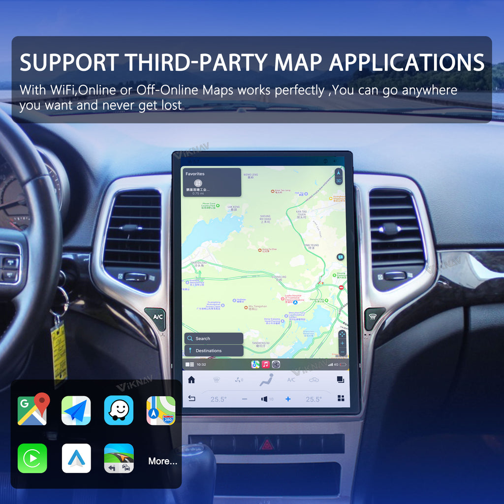 VIKNAV 14.4 Inch Android Car Radio For Jeep Grand Cherokee 2011-2013 Auto Stereo Infotainment System Screen Upgrade (128GB)