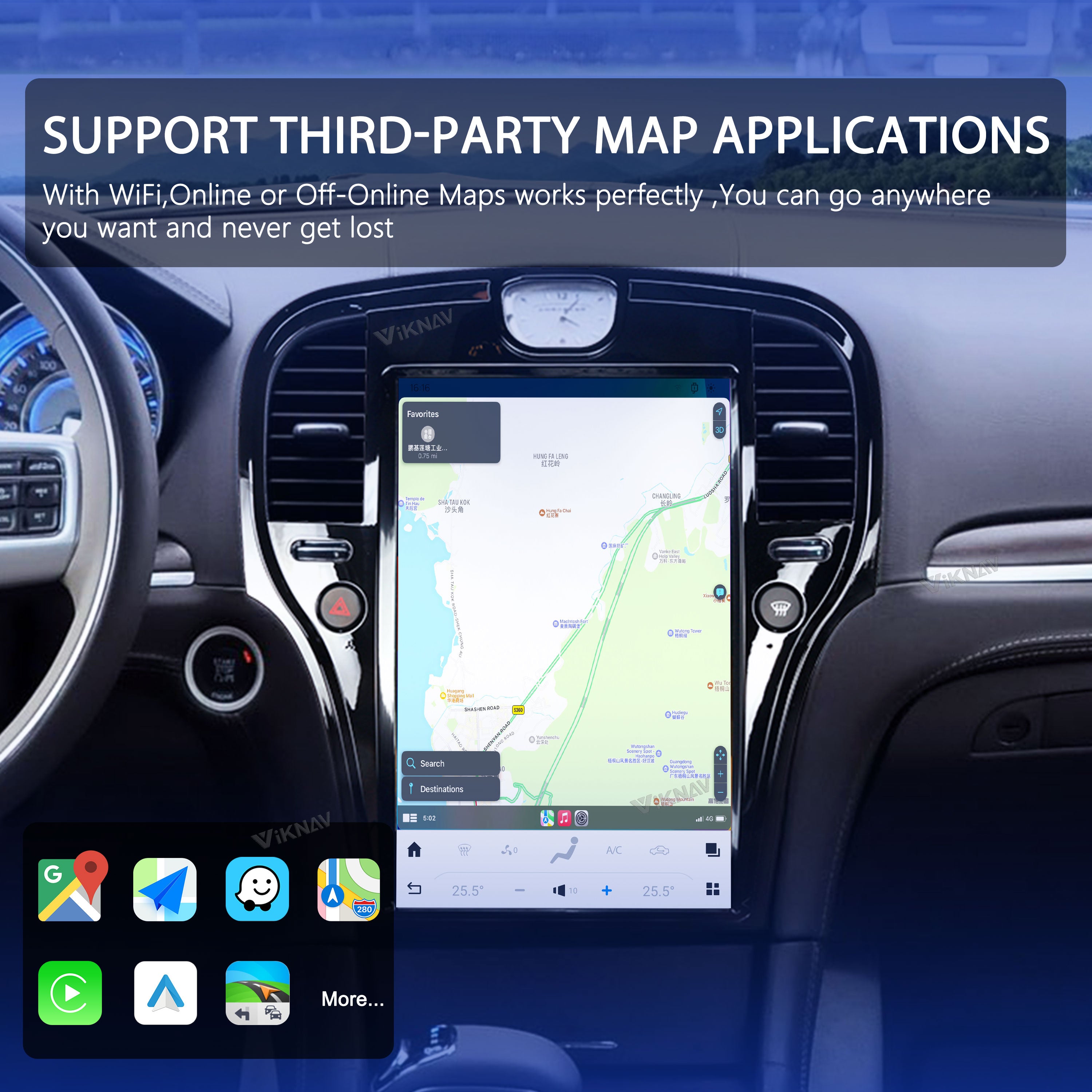 VIKNAV 14.4 Inch Android Car Radio For Chrysler 300 300c 300s 2011-2020 Auto Stereo Infotainment System Screen Upgrade (128GB)