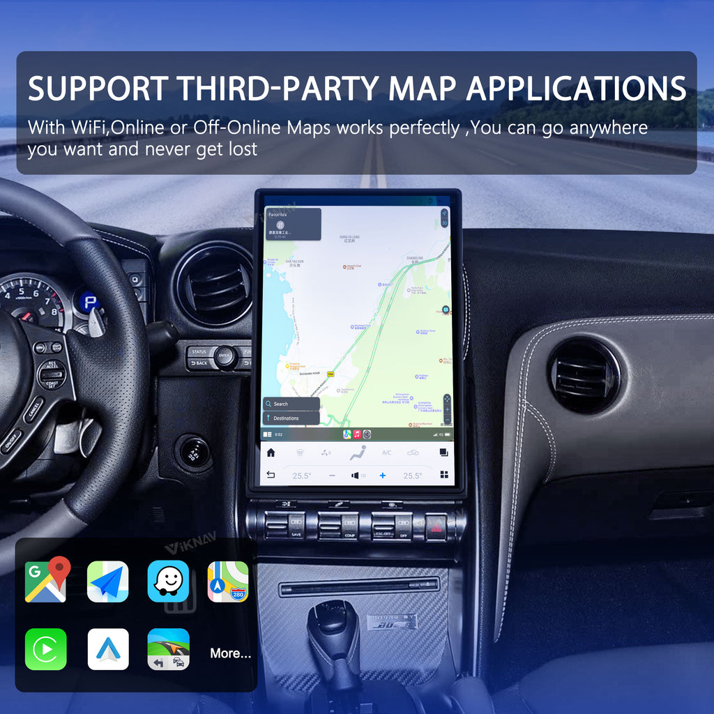 VIKNAV 14.4 Inch Android Car Radio For Nissan GTR 2008-2015 Auto Stereo Infotainment System Screen Upgrade (128GB)