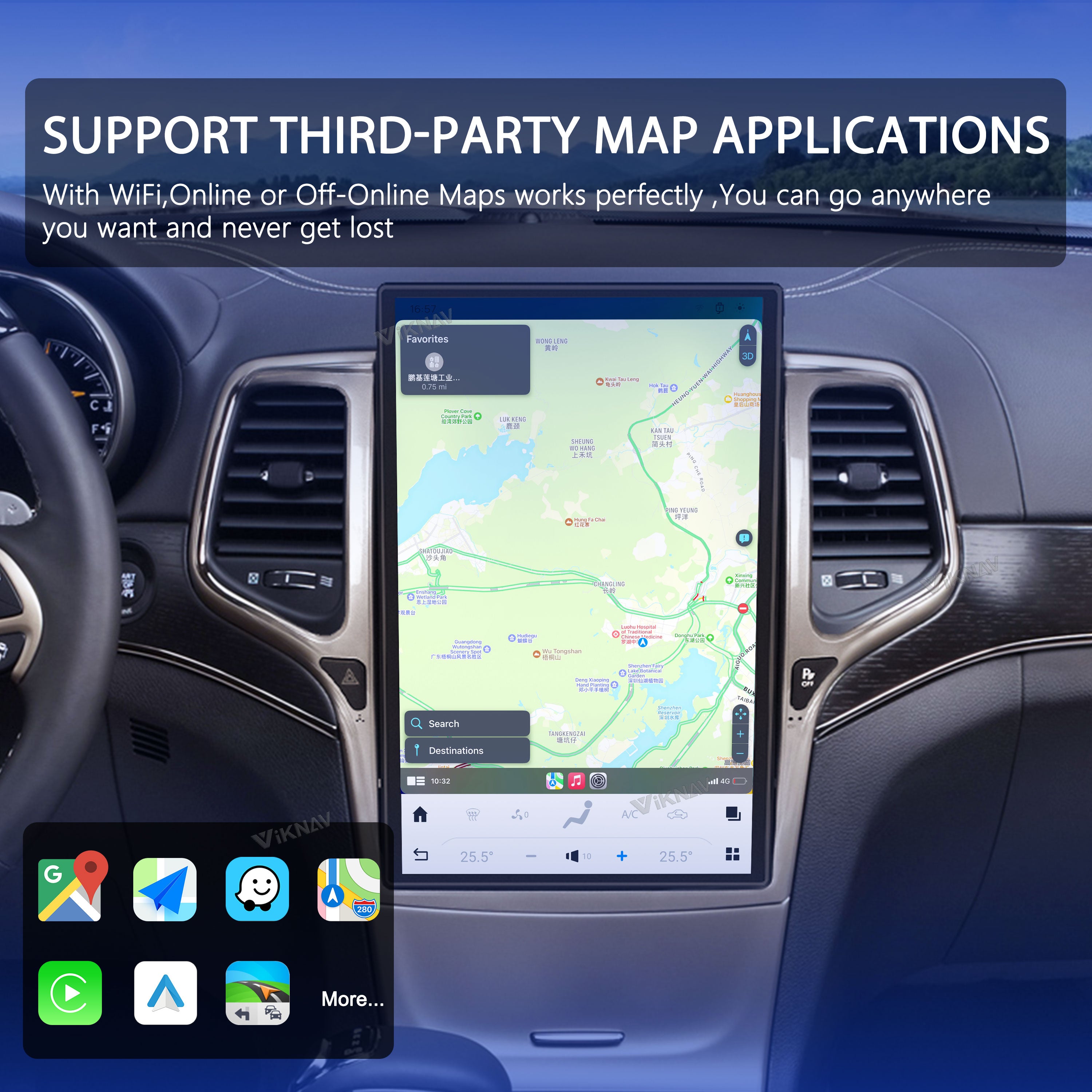 VIKNAV 14.4 Inch Android Car Radio For Jeep Grand Cherokee 2014-2020 Auto Stereo Infotainment System Screen Upgrade (128GB)