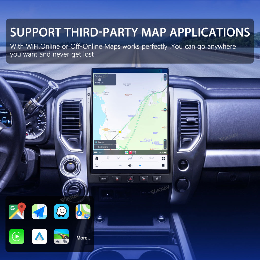 VIKNAV 15.6 Inch Android Car Radio For Nissan Titan 2016-2019 Auto Stereo Infotainment System Screen Upgrade (128GB)