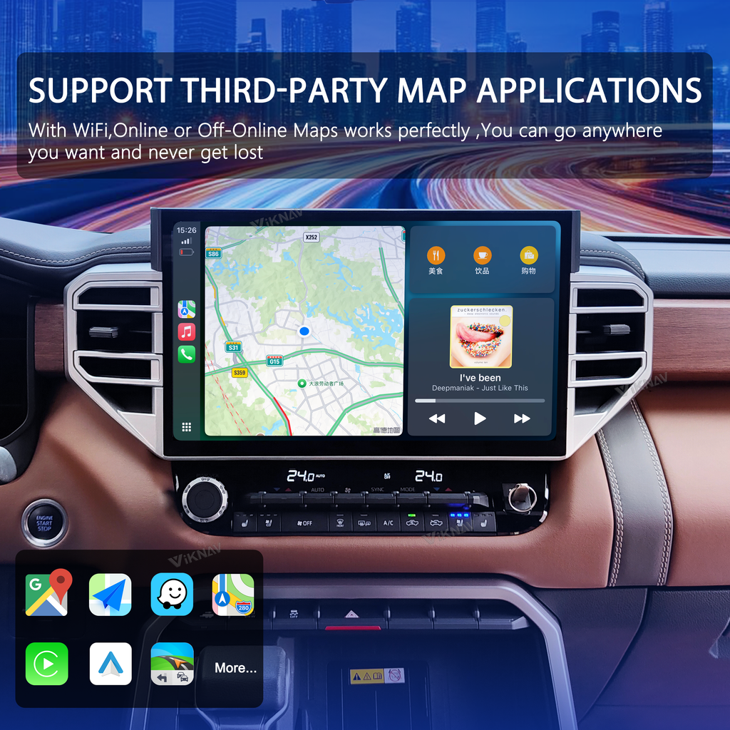 VIKNAV 14.6 Inch Android Car Radio for Toyota Tundra 2021 2022 2023 2024 Auto Stereo Screen Upgrade Wireless Carplay GPS Navigation Multimedia Player Head Unit