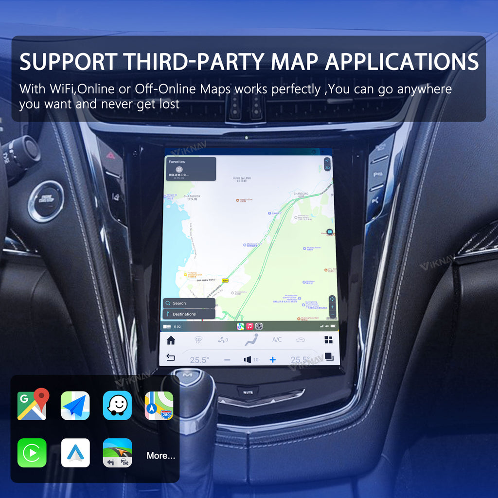 VIKNAV 10.4 Inch Android Car Radio For Cadillac ATS CTS SRX Escalade 2013-2018 Auto Stereo Infotainment System Screen Upgrade (128GB)