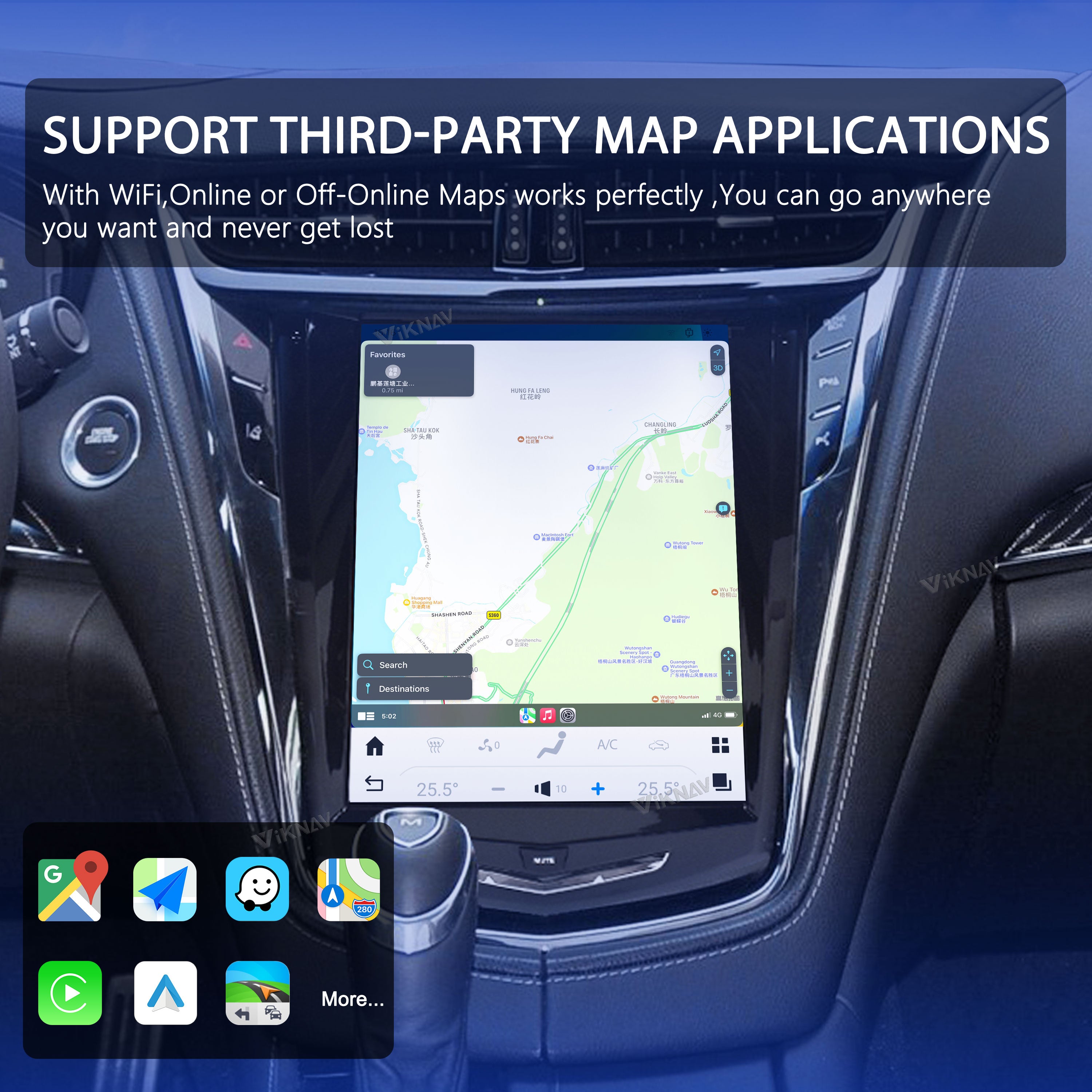 VIKNAV 10.4 Inch Android Car Radio For Cadillac ATS CTS SRX Escalade 2013-2018 Auto Stereo Infotainment System Screen Upgrade (128GB)