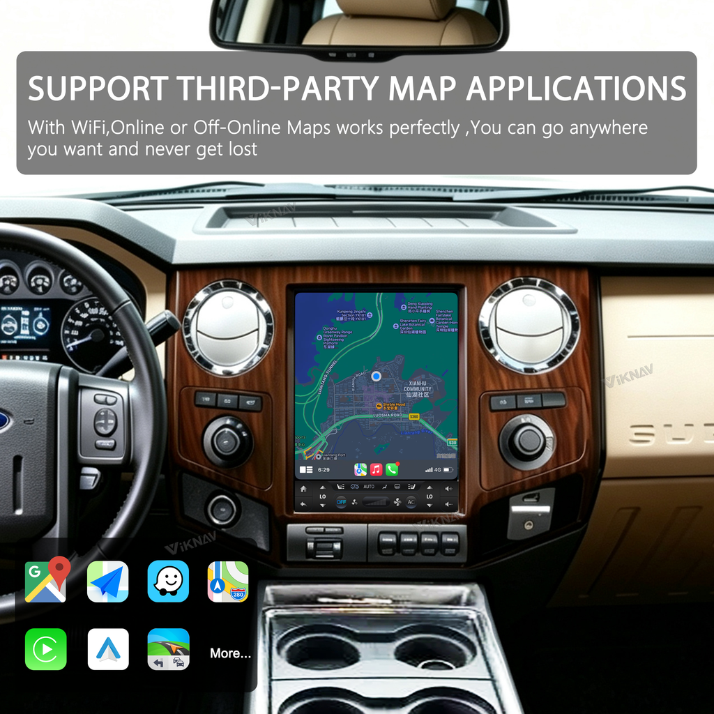 VIKNAV 12.1 Inch Android Car Radio for Ford F250 F350 2011-2016 Auto Stereo Screen Upgrade Wireless Carplay GPS Navigation Multimedia Player Head Unit