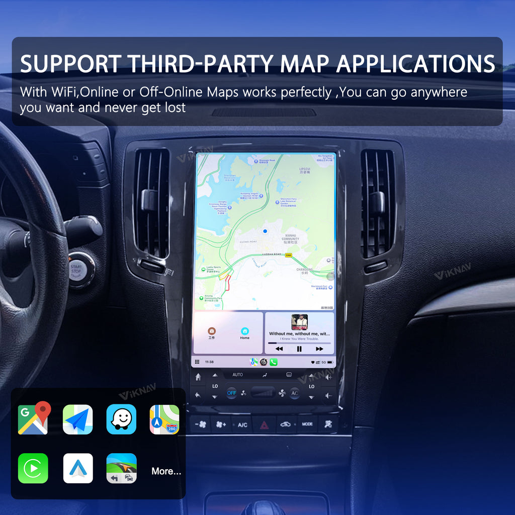 VIKNAV 13.6 Inch Android Car Radio for Infiniti G25 G37 G35 Q40 Q60 2007-2015 Auto Stereo Screen Upgrade Wireless Carplay GPS Navigation Multimedia Player Head Unit