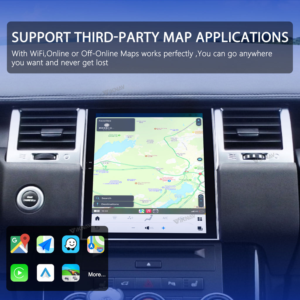 VIKNAV 10.4 Inch Android Car Radio For Land Rover Range Sport L320 2009-2013 Auto Stereo Infotainment System Screen Upgrade (128GB)