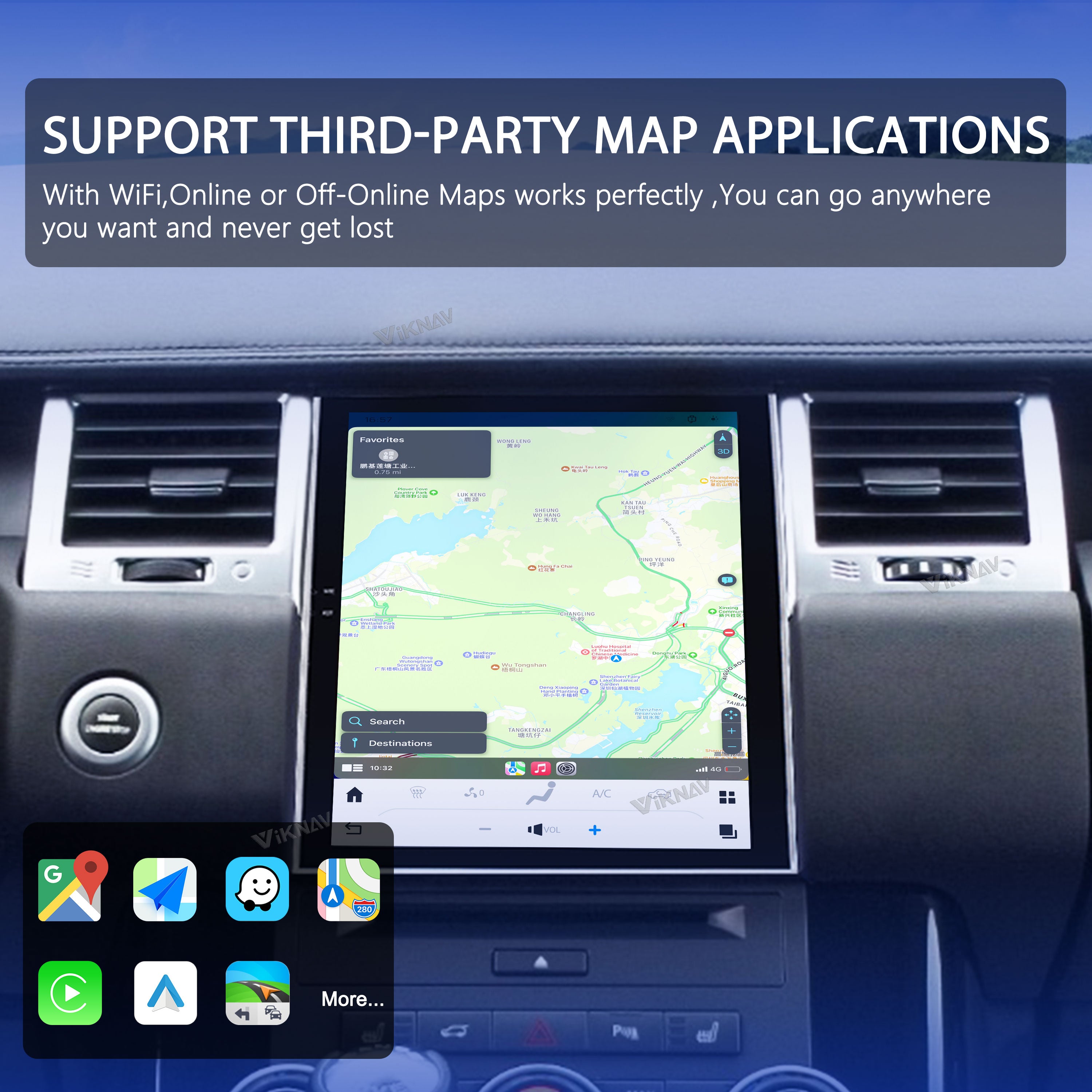 VIKNAV 10.4 Inch Android Car Radio For Land Rover Range Sport L320 2009-2013 Auto Stereo Infotainment System Screen Upgrade (128GB)