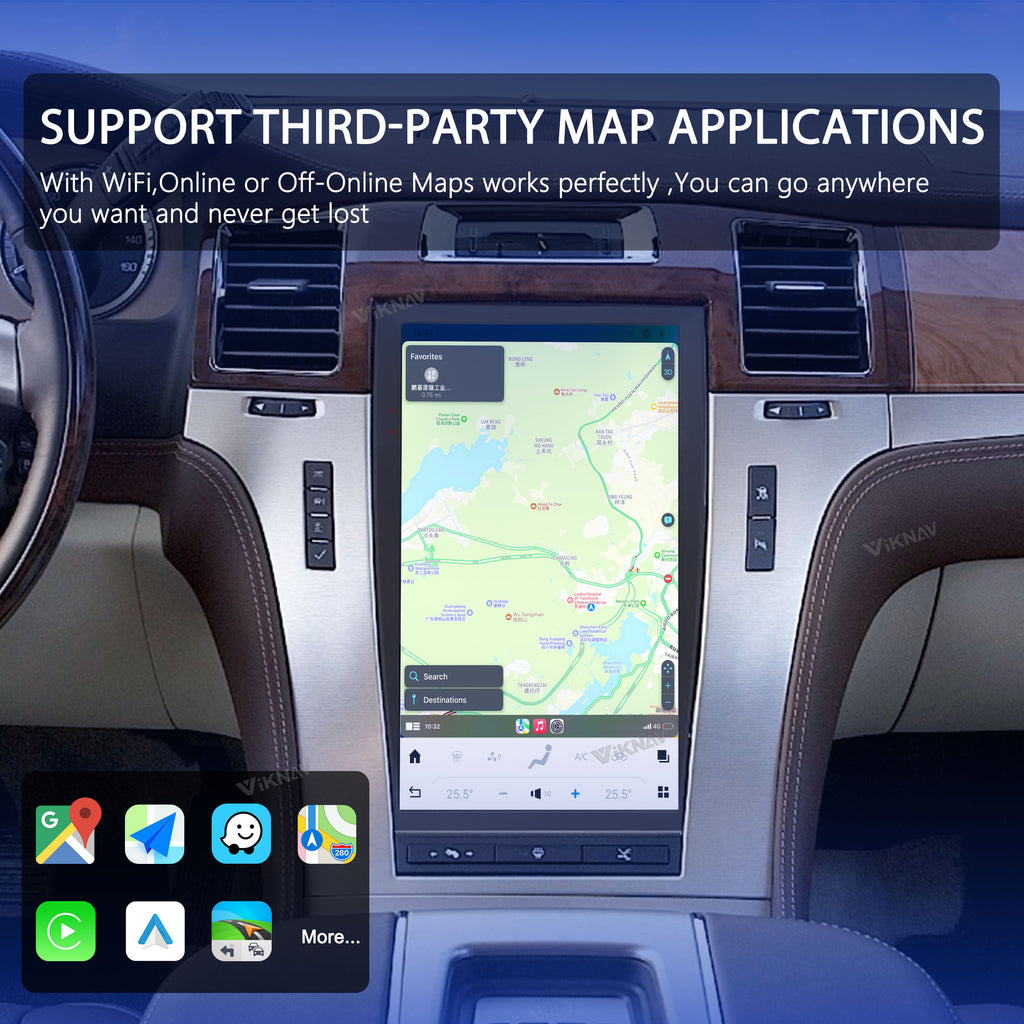 VIKNAV 13.6 Inch Android Car Radio For Cadillac Escalade 2008-2012 Auto Stereo Infotainment System Screen Upgrade (128GB)