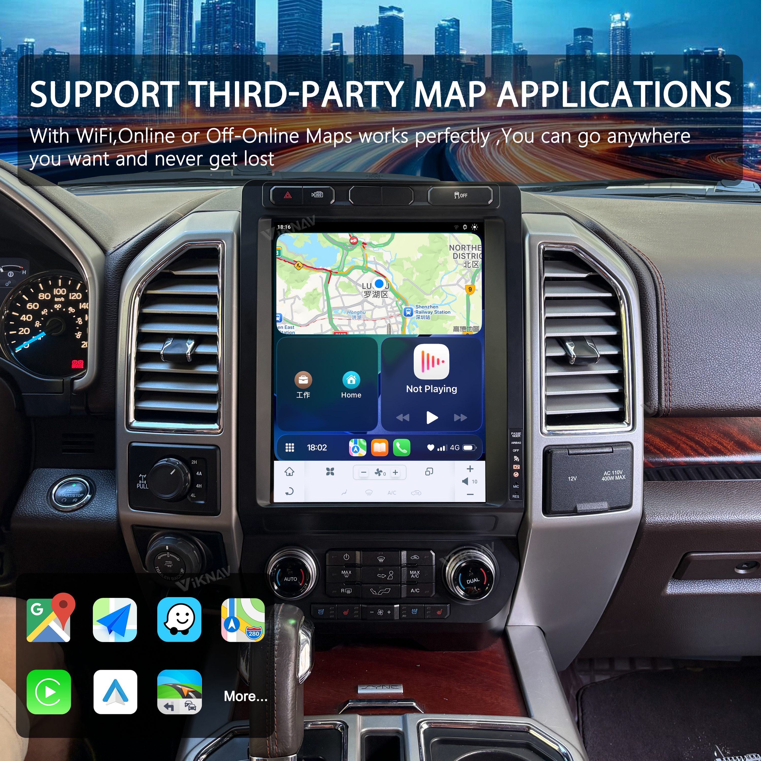 VIKNAV 12.1 Inch Android Car Radio For Ford F150 2015-2022 F250 F350 F450 2017-2022 Auto Stereo Screen Upgrade Wireless Carplay GPS Navigation Multimedia Player