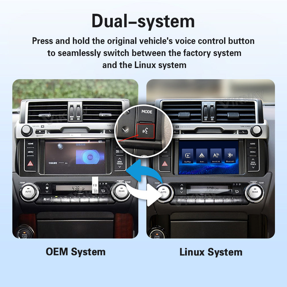 VIKNAV Wireless CarPlay Android Auto Decoder Linux Interface Box Upgrade for Toyota Prado 2014-2021