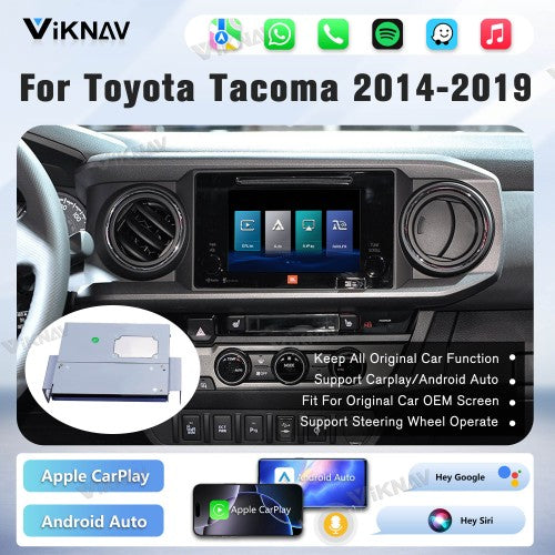 Viknav Linux Interface Decoder Box for Toyota Tacoma 2014-2019 Wireless CarPlay Android Auto GPS Navigation Original Car Radio Screen