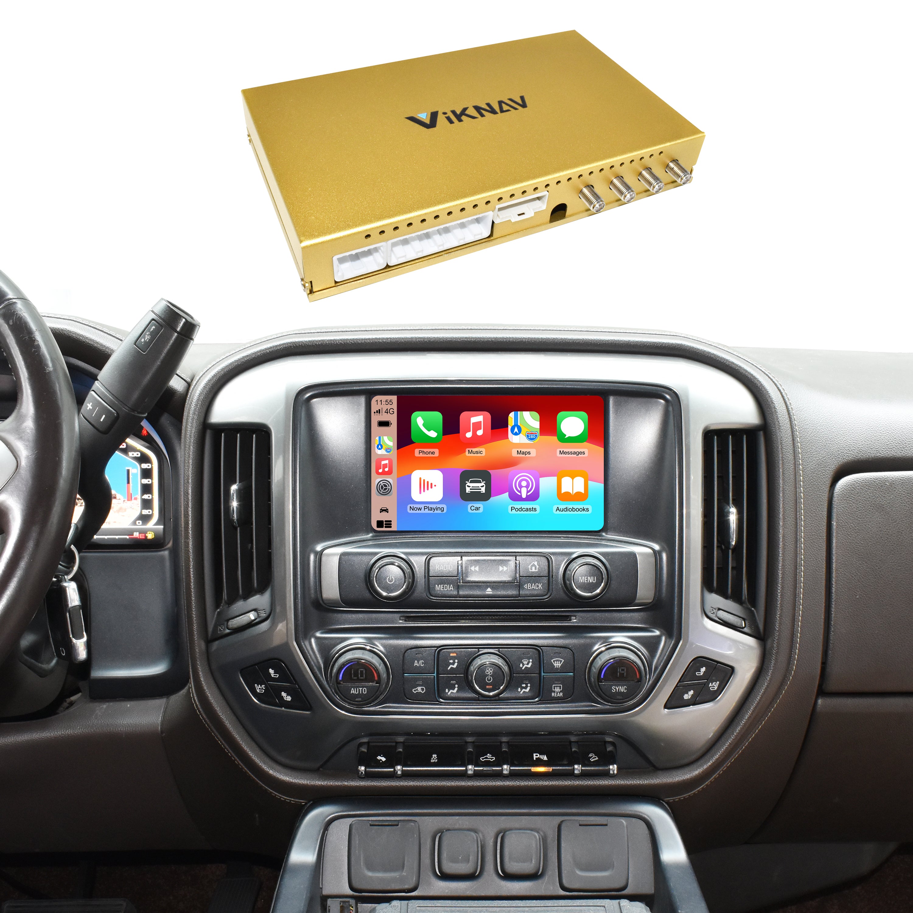 VIKNAV Android Carplay Decoder Box For Chevrolet Silverado GMC SIERRA 1500 2014-2018 GPS Navigation Multimedia player Auto Stereo Only Support OEM 8 Inch Screen