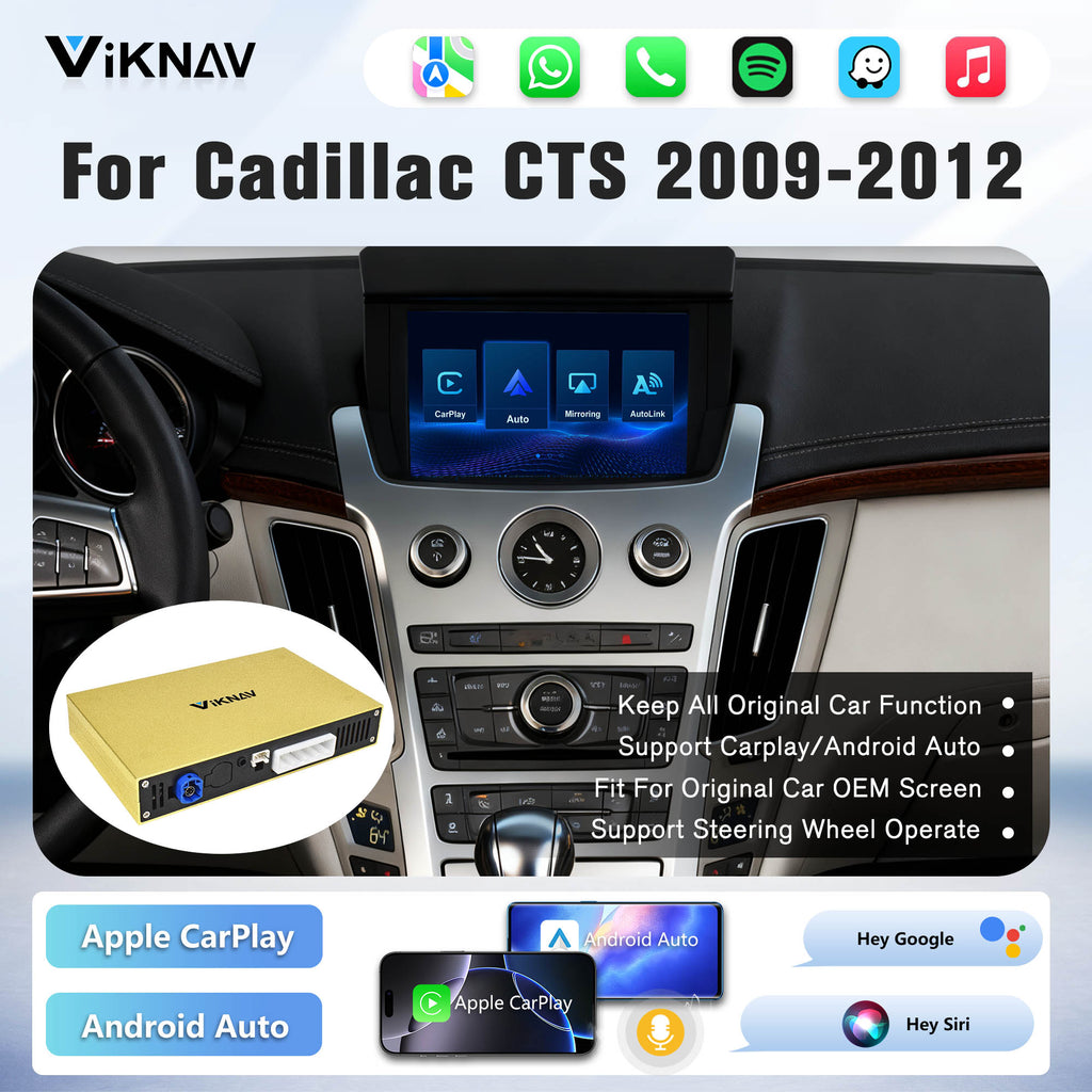 Viknav Linux System Decoder Box For Cadillac CTS 2009-2012 OEM Harman System Upgrade Interface Wireless Carplay Android Auto Decoder Box Autolink Airplay