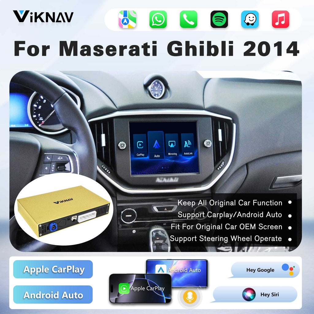 Viknav Linux System Wireless Carplay Android Auto Decoder Box for Maserati Ghibli 2014 Upgrade Interface Autolink Airplay Decoding Box