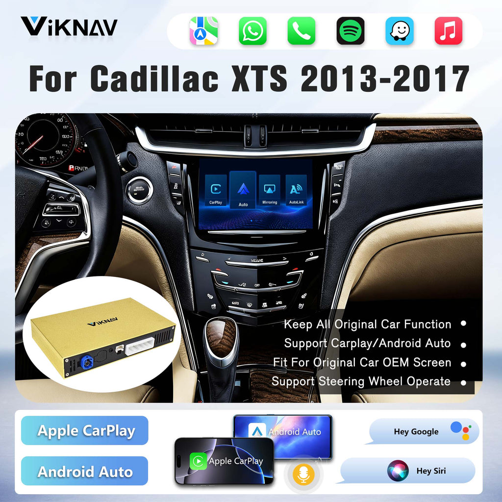 Viknav Linux System Decoder Box For Cadillac XTS 2013-2017 OEM Harman System Upgrade Interface Wireless Carplay Android Auto Decoder Box Autolink Airplay