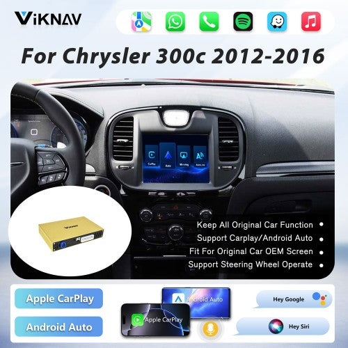 Viknav linux system wireless carplay android auto decoder box for Chrysler 300c 2012-2016 GPS Navigatipn Original Car Radio Screen