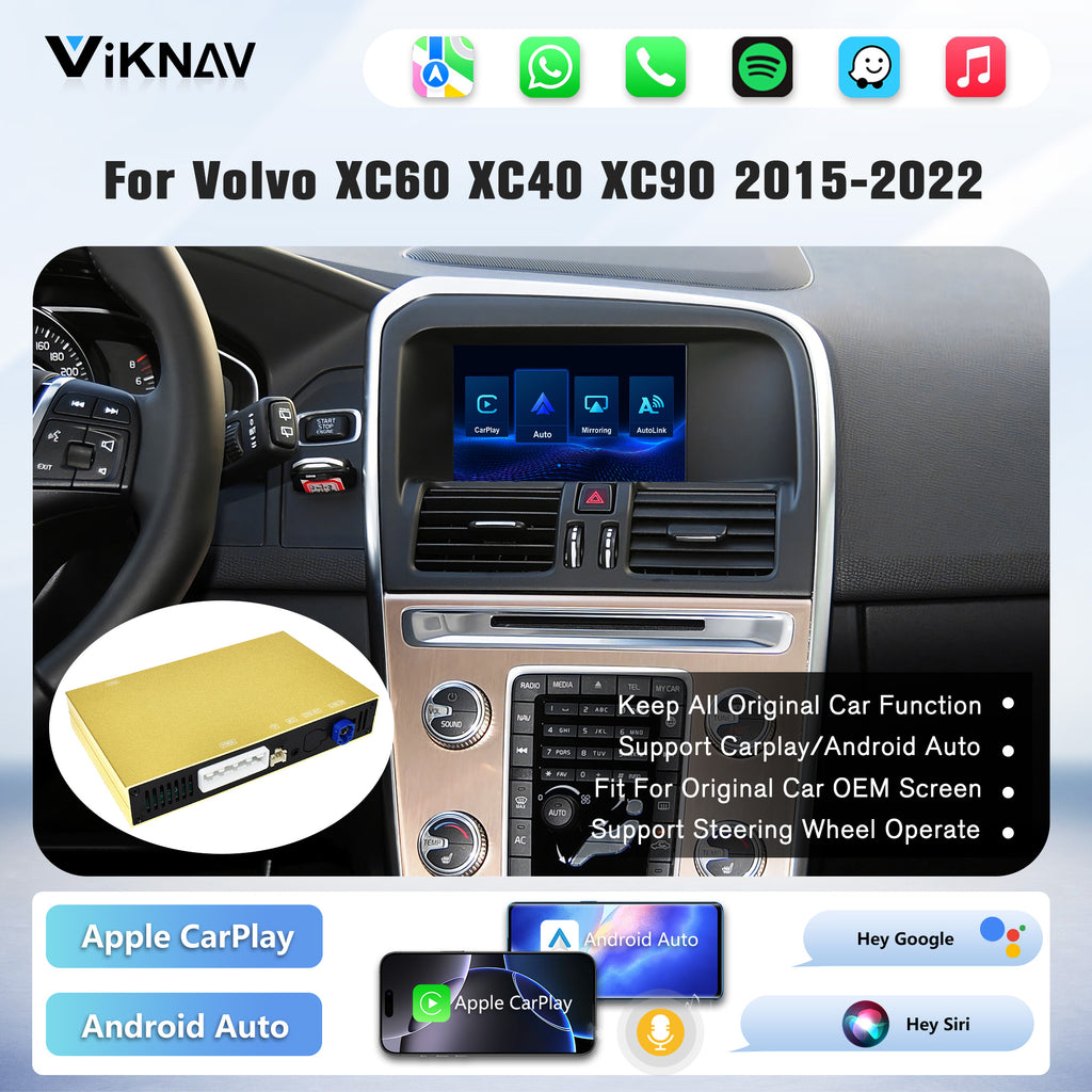 Linux Interface Box for Volvo XC40 XC60 XC90 2015-2022 Wireless CarPlay Android Auto Only Support Original Car Radio Screen