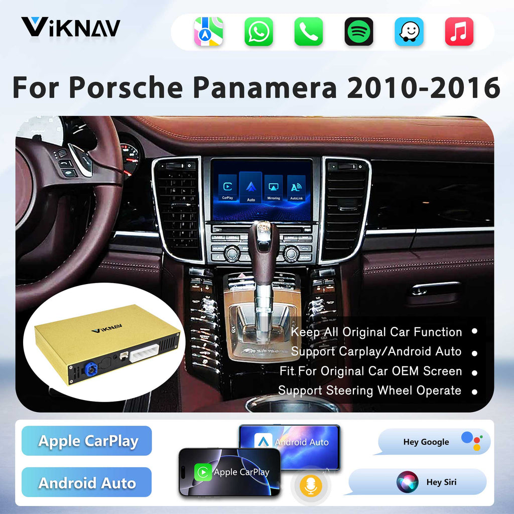 Viknav Linux System Wireless Carplay Android Auto Decoder Box for Porsche Panamera 2010-2016 PCM 3.1 Upgrade Interface Autolink Airplay Decoding Box