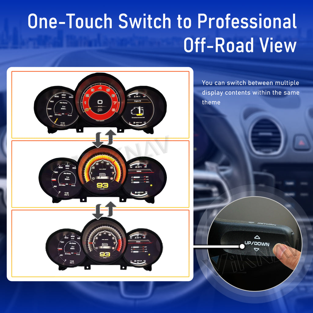 Viknav 12.3 Inch Digital Cluster Dashboard For Porsche 987 2005 2006 2007 2008 2009 2010 2011 2012 LCD Digital Instrument Full Screen Upgrade Speedometer Panel Gauges Replacement Cockpit