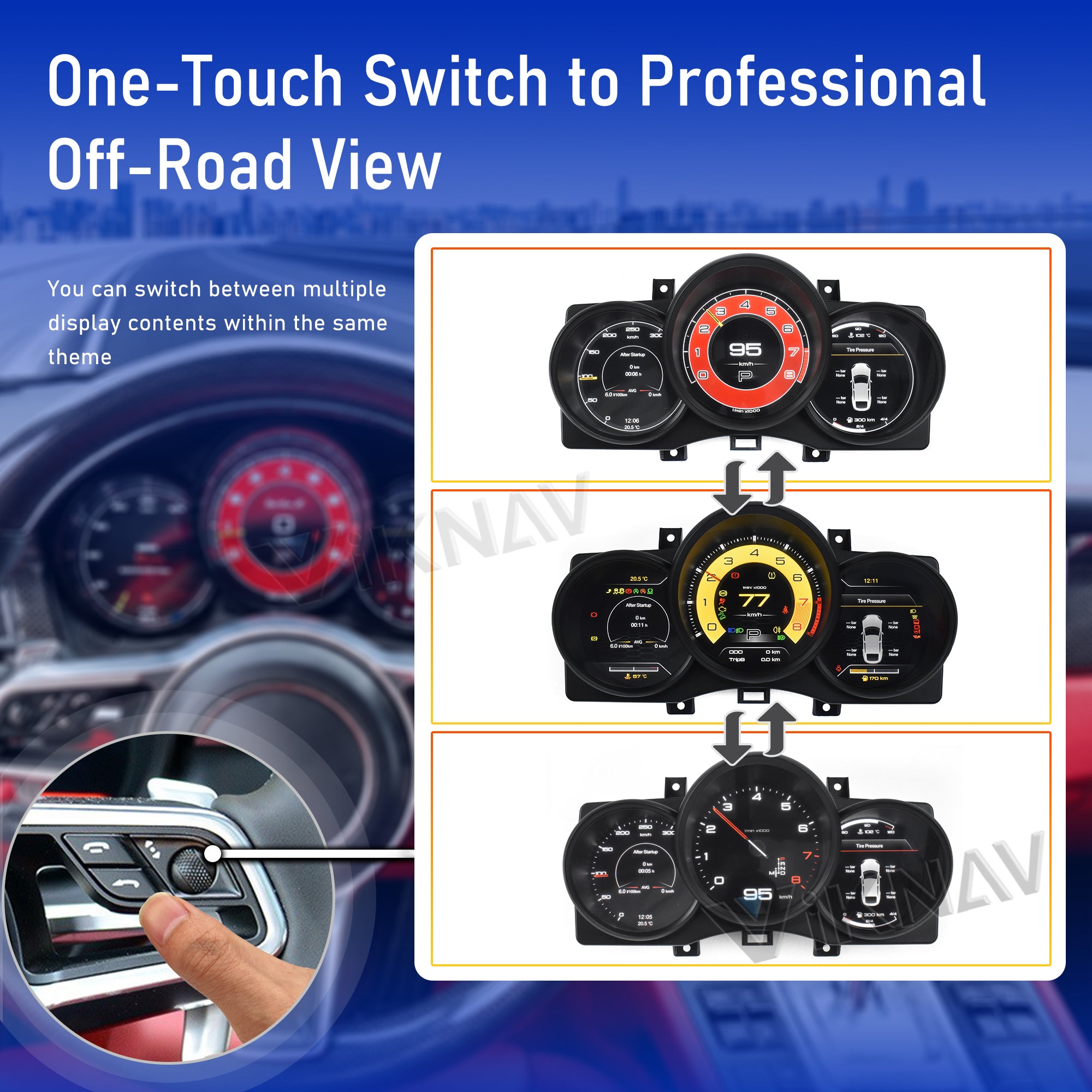Viknav 12.3 Inch Digital Cluster Dashboard For Porsche Macan 2011 2012 2013 2014 2015 2016 2017 2018 LCD Digital Instrument Full Screen Upgrade Speedometer Panel Gauges Replacement Cockpit